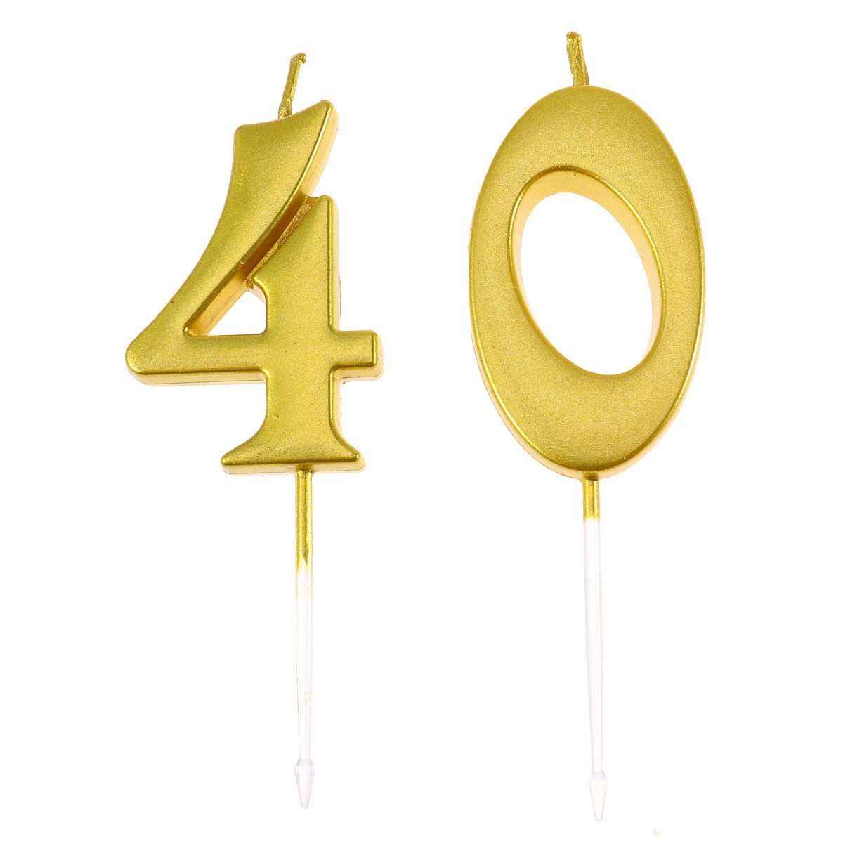 Candle Supplies Usa - 2Pcs Golden Number 40 Birthday Candles