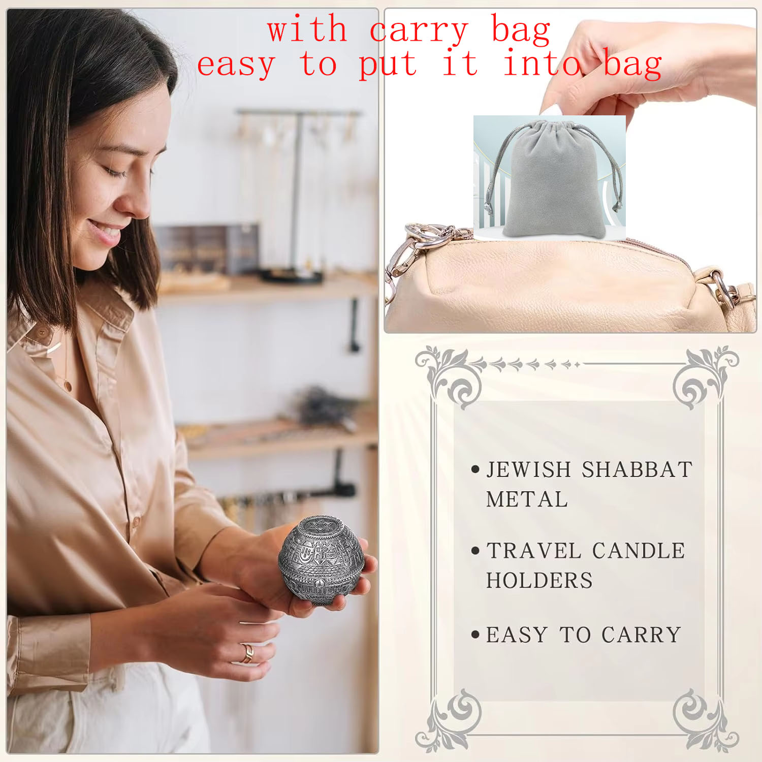 Jewish Shabbat Metal Travel Ca - огляд і ціна Candle Zero