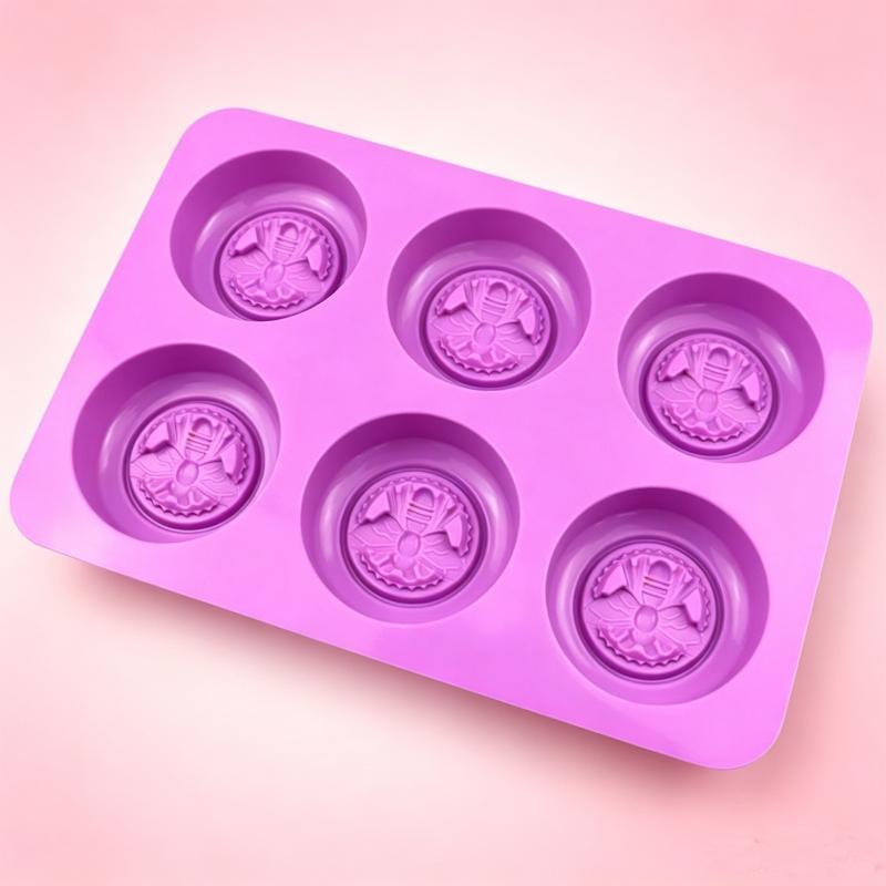 Bees Print Round 6 Cavity Sili - огляд і ціна Candle Supplies For Business